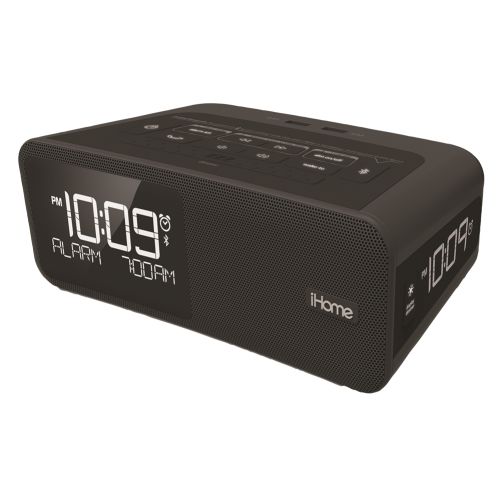 iHome HBH36B Alarm Clock with Bluetooth and 2 USB Charging Ports, Black